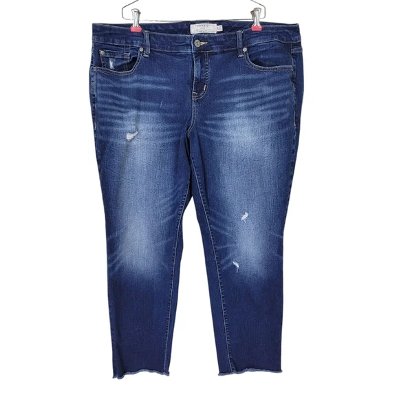 Torrid Jeans Size 20 42X28 Blue Boyfriend Distressed Raw Hem Stretch Denim - Picture 14 of 14